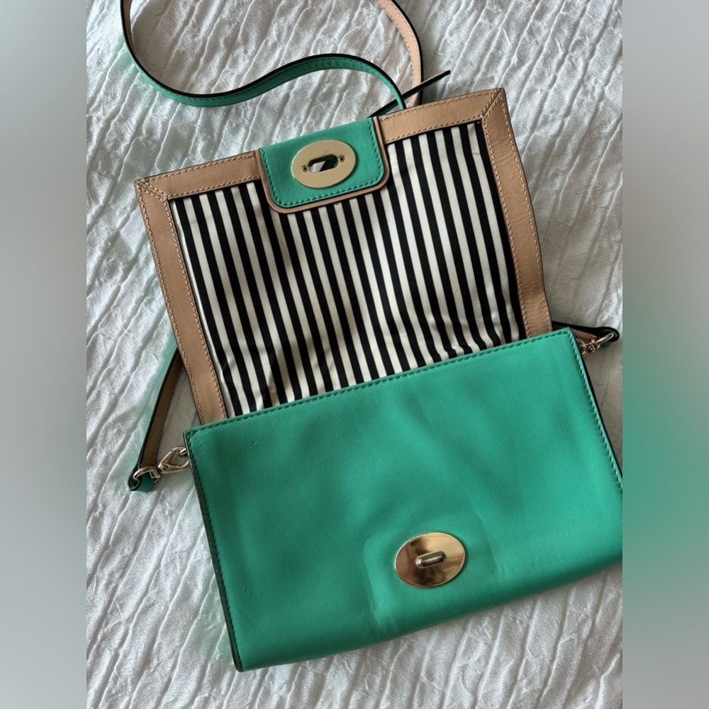 • Y2K Kate Spade Flap Crossbody Purse with Frontlock • Leather •